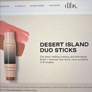 NEW IN PACKG Dibs Desert Island Beauty Status Blush-Coral Pink & BRONZER shade01